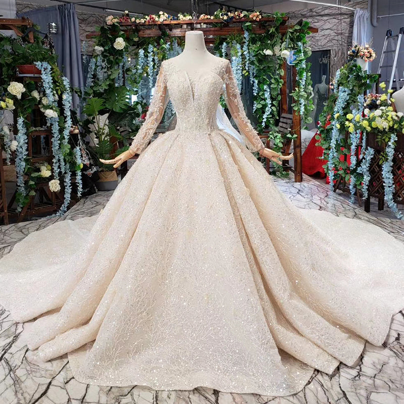 Long Sleeve Bridal Gown Lace Wedding Dress Ball Gown - Image 3