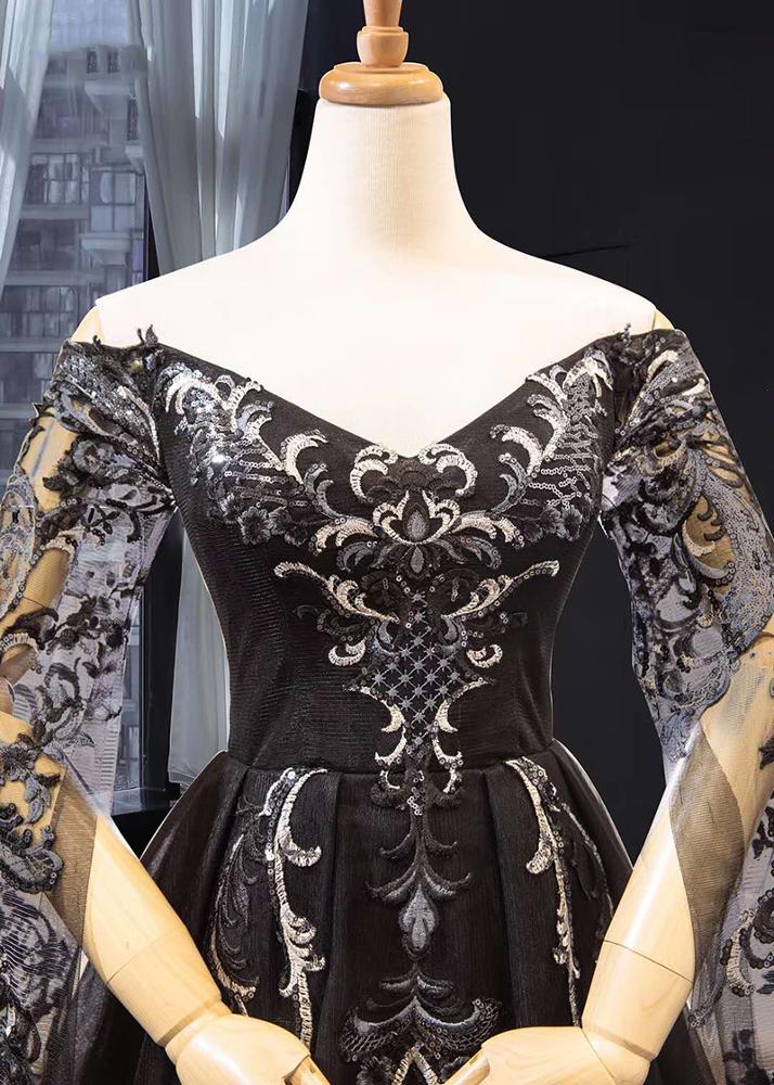 Black Prom Dress Evening Dresses 2019 Party Wear Gowns for Ladies V Neck Women Dresses - Image 5