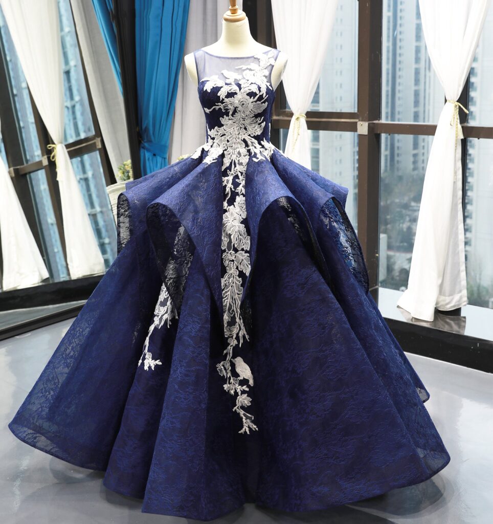 sexy navy applique pattern women party dresses elegant evening dresses for girls made in china