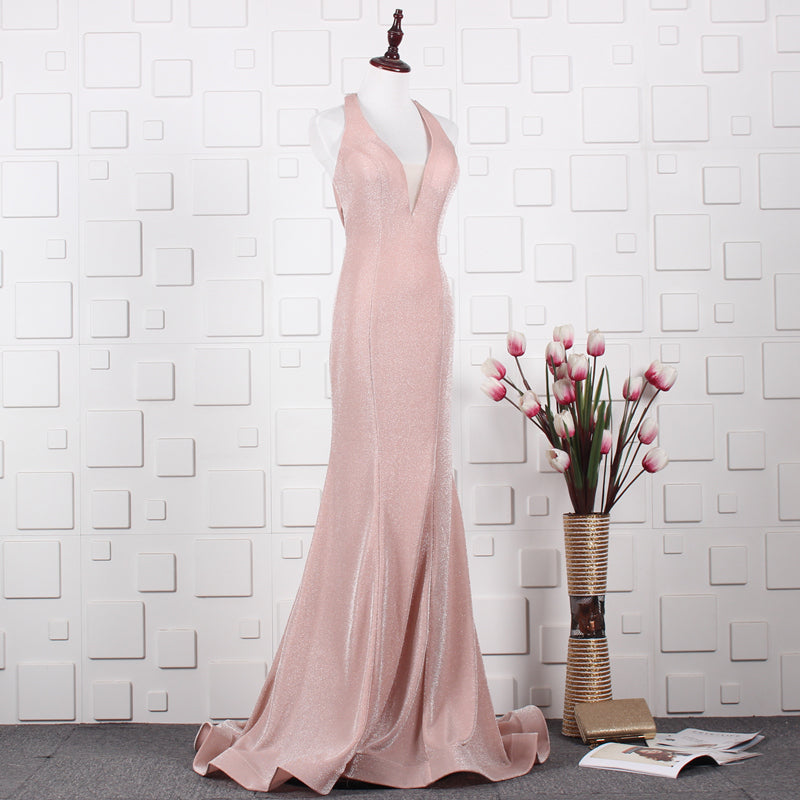 Luxury Deep V Neck Elegant Mermaid light purple evening gown - Image 3