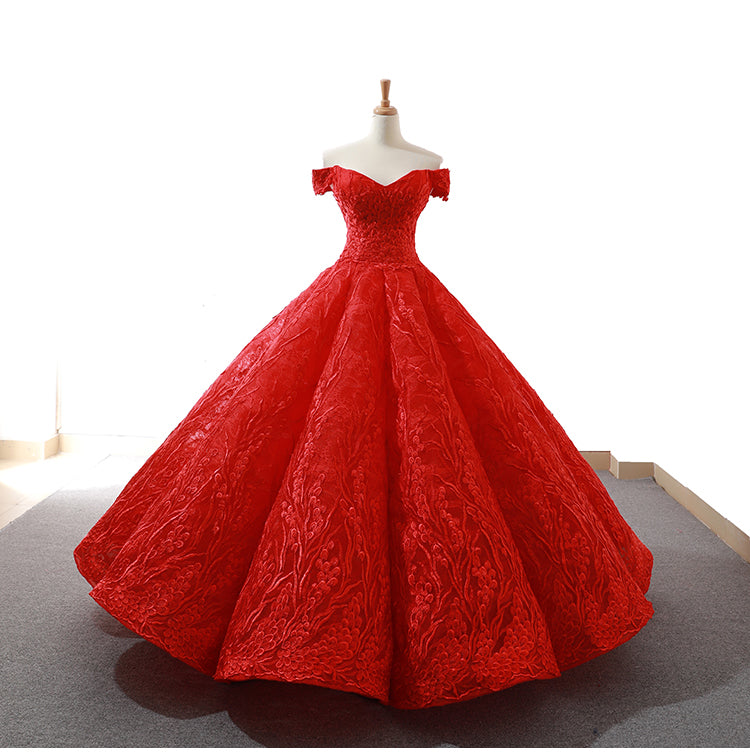 high quality luxury elegant v neck off shoulder white ball gown wedding dress - Image 3