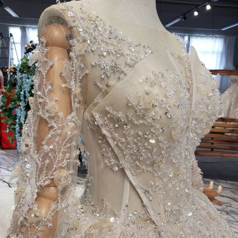 Long Sleeve Bridal Gown Lace Wedding Dress Ball Gown - Image 4
