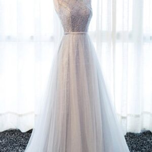 o-neck elegant korean lace long bridesmaid dress for wedding