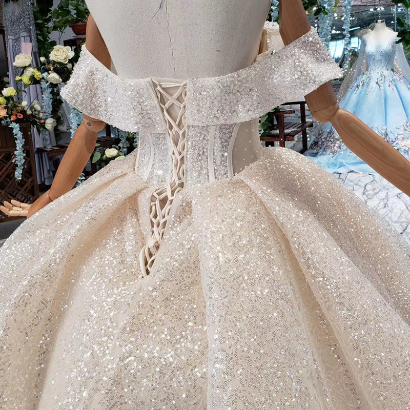 luxurious pleat wedding gowns long train - Image 5