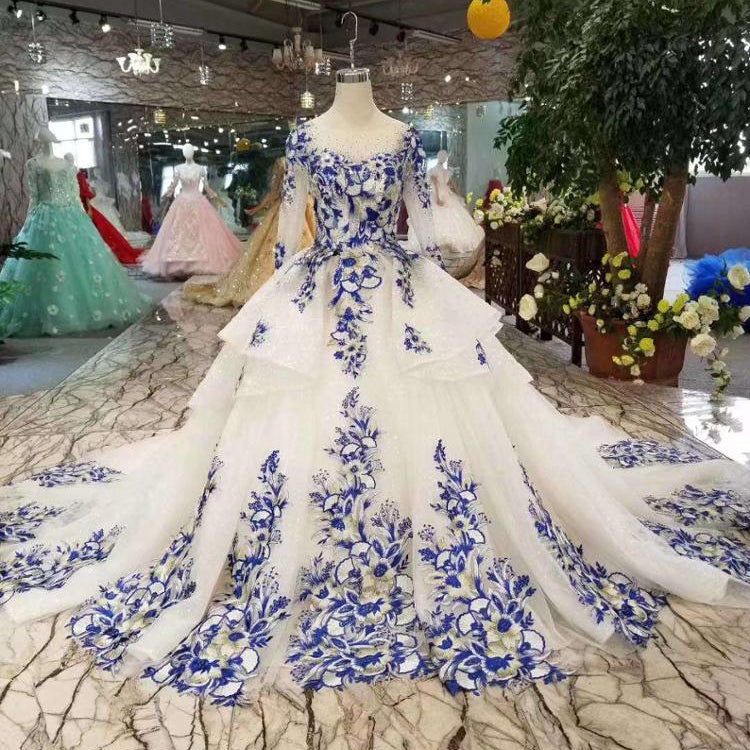 real elegant beautiful long sleeves long train evening dress