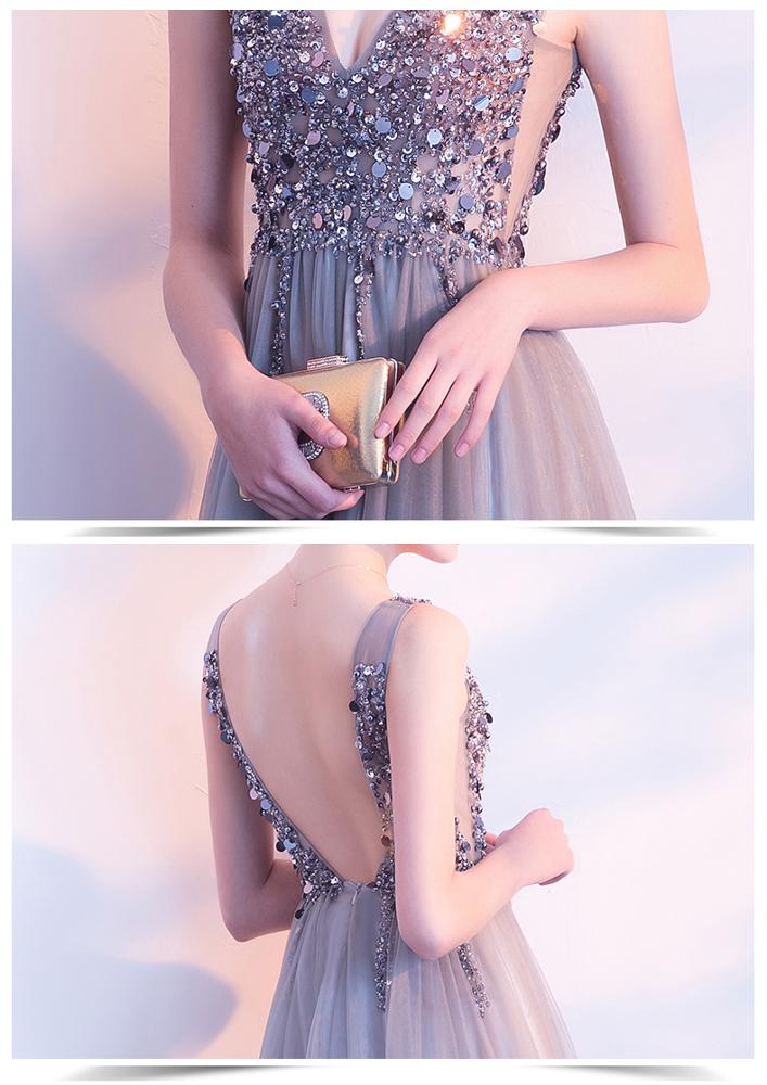 v neck appliques china custom made long prom evening gown dress - Image 6