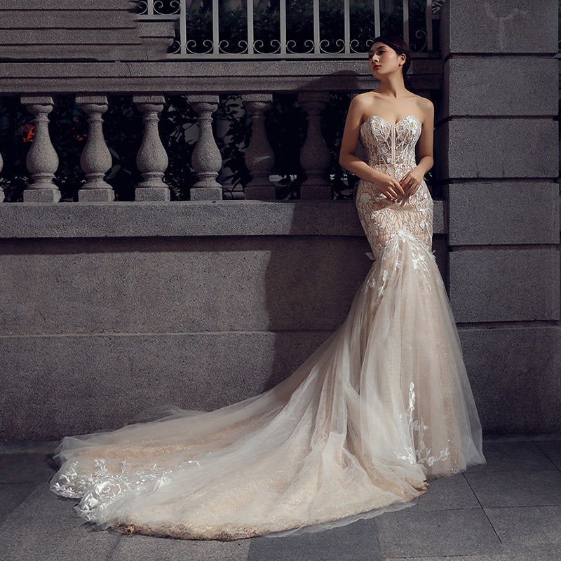 luxury elegant wedding dress party dresses mermaid sweetheart wedding gown