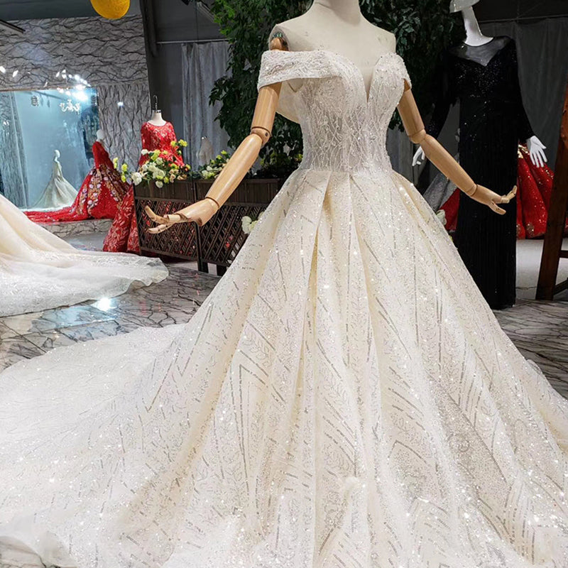 Real elegant off shoulder lace wedding dresses sexy lace