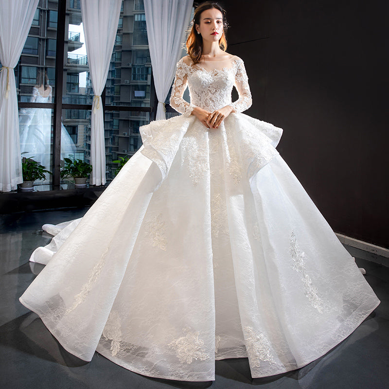 luxury design ball gown wedding dress with ivory lace appliques bridal gown - Image 5