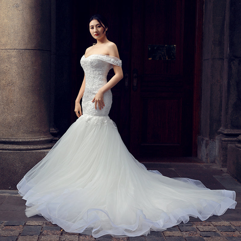 sweetheart sexy off shoulder ivory mermaid elegant luxury wedding bridal dresses