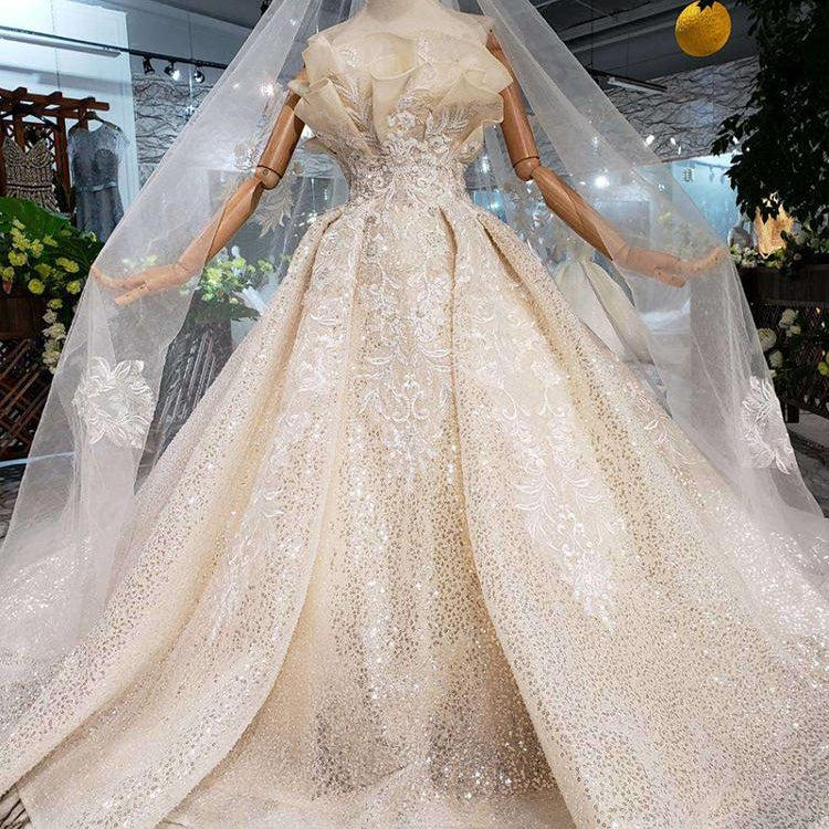 sexy pattern applique beaded long train wedding gown dress bridal