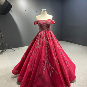 Elegant Tube Top Sequined Cocktail Red Arabian Evening Dress