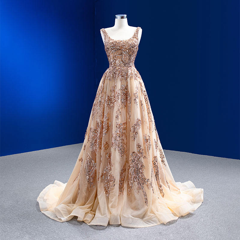 Ladies Lace Sequin Ball Gown Elegant Off Shoulder Evening Dress - Image 3