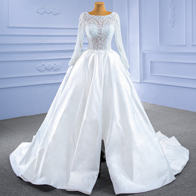 Design Women Ladies Long Sleeve A Line Wedding Dress