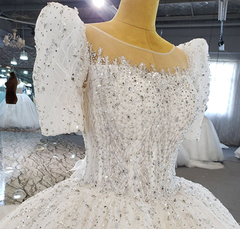 Heavy Beading Sequin Luxury Ball Gown Wedding Dresses Bridal - Image 8