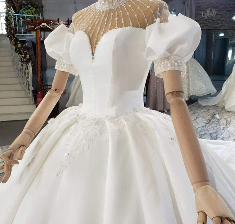Puff Sleeve Long Dress For Weddings Women Wedding Dress - Image 8