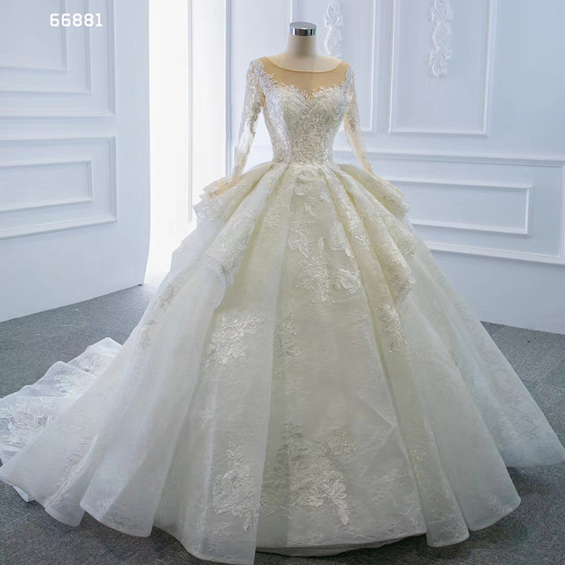 luxury design ball gown wedding dress with ivory lace appliques bridal gown - Image 8