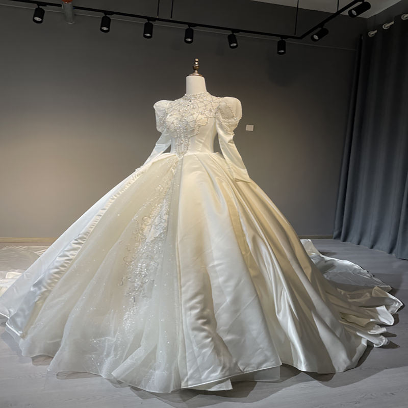 New Style Trailing For Bride Long Sleeve Open Back Wedding Dress