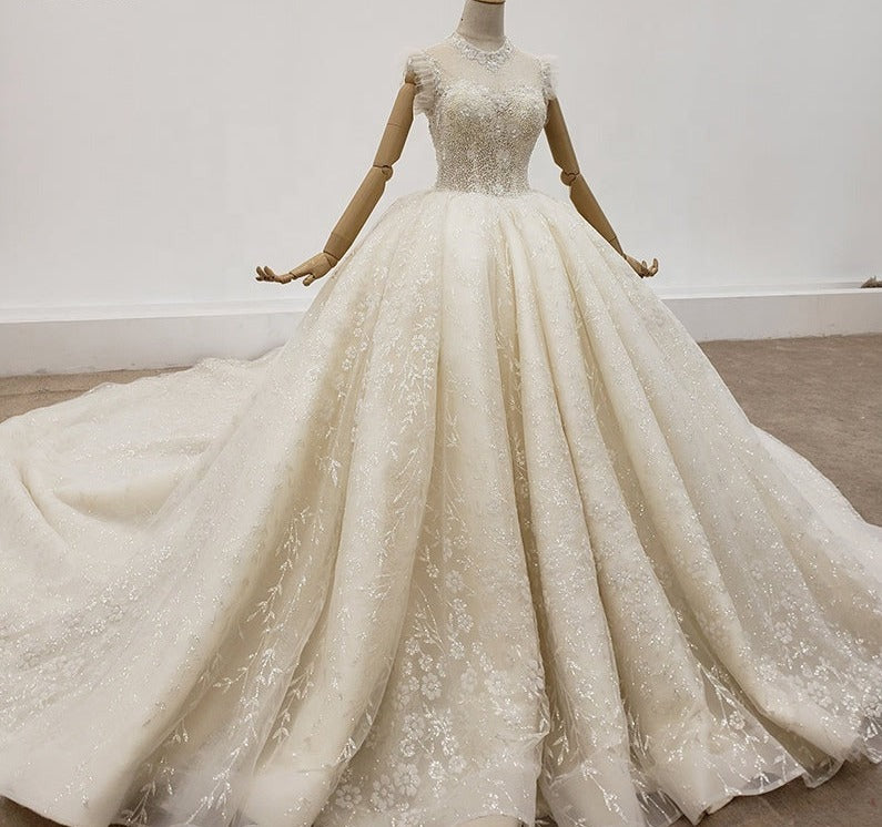 Bling Top Elegant Beading Bridal Dress Wedding Gown