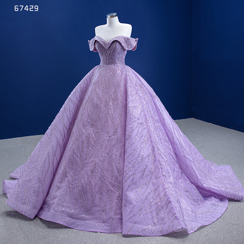 Sweetheart Purple Sequins Backless Lurex Fabric Party Evening Dress