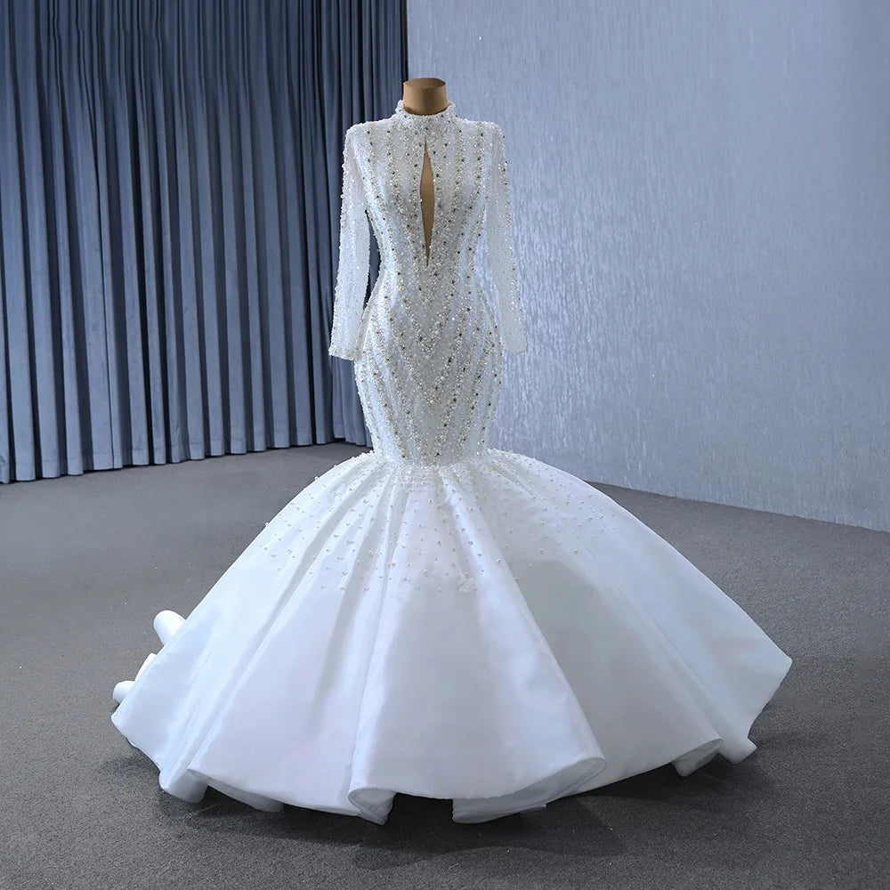 Sequins Beaded Mermaid Wedding Party Gowns Dresses