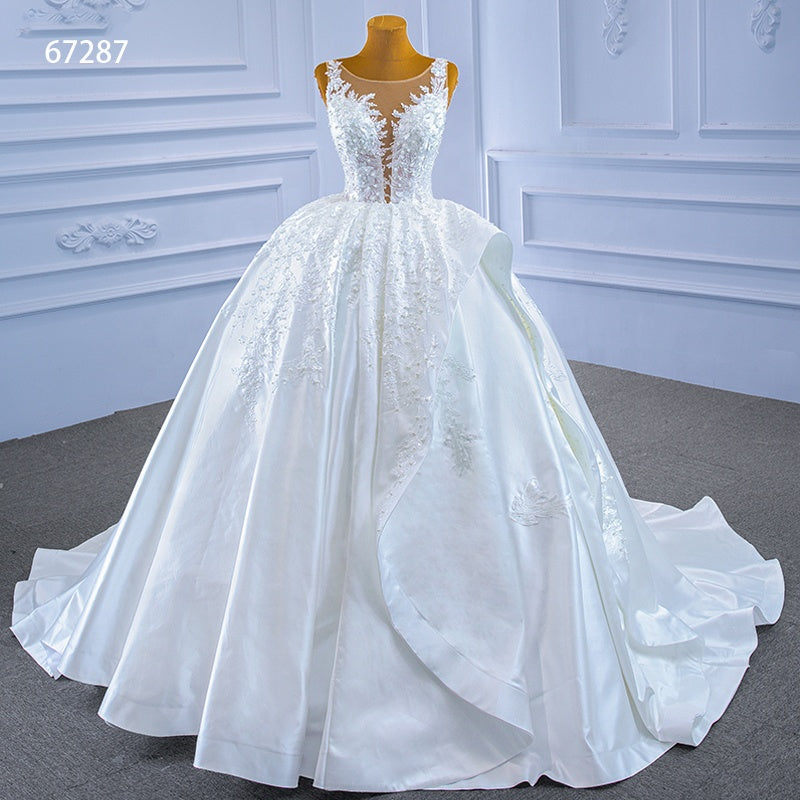 Off Shoulder Beading Sequin Long Train Ball Gown Wedding Dress Bridal Gown