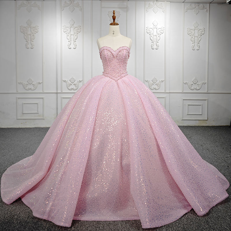 Princess Sweetheart Elegant Pink Ball Gown Evening Party Dresses