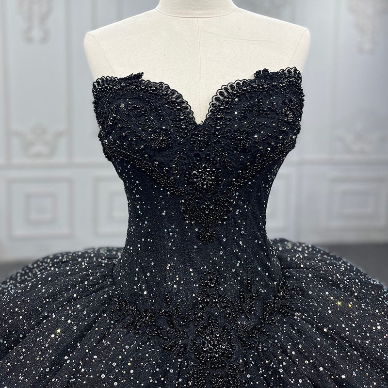 Shiny Glitter Black 2022 Long Prom Evening Gowns Dresses - Image 3