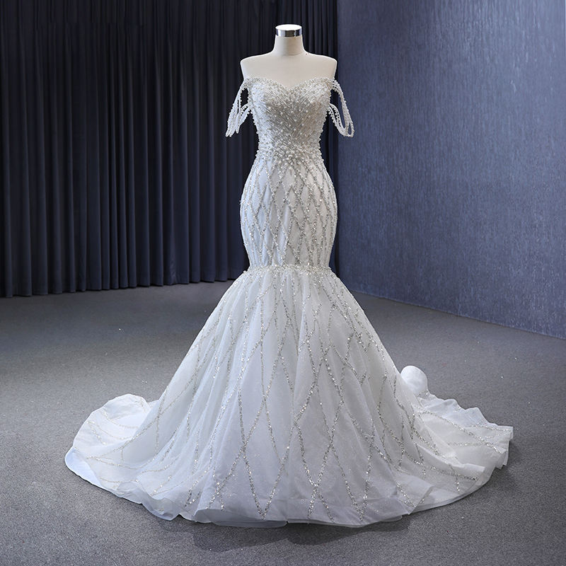 Elegant Floor-length Bride white Party Mermaid collection set Formal corset bridesmaid Wedding dress