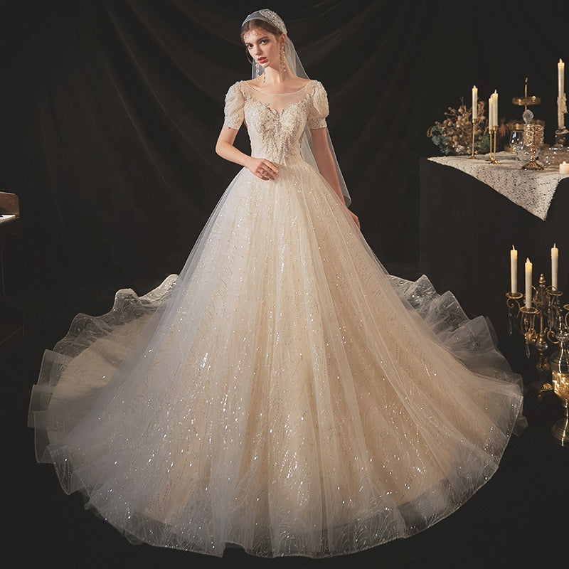 Women Fashion Elegant Princess Wedding Dress Bridal Gown