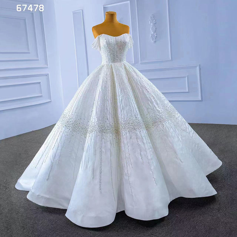 White Bridal Wedding Dress Tube Top Satin Elegant