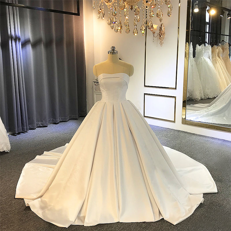 Smooth Soft Satin A-line Bridal Wedding Dresses For Women