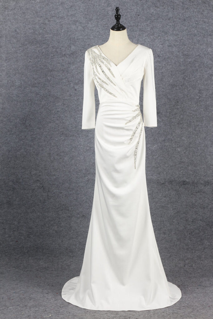 High Quality Elegant Ladies Symmetrical Pearl White Prom Evening Dress