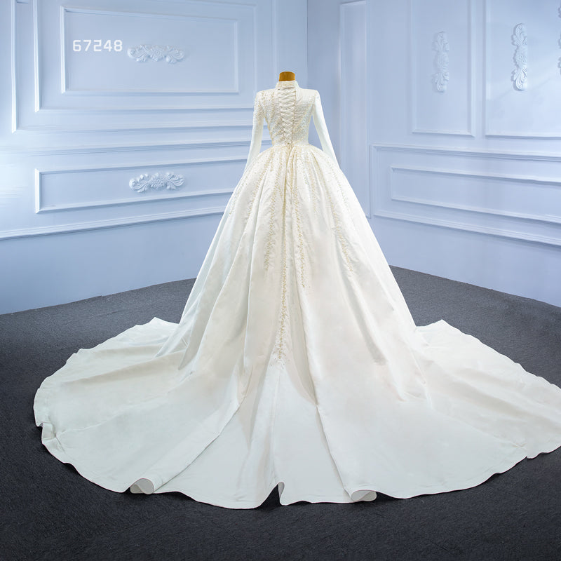 High Neck Long Sleeve Mermaid Detachable Tail Wedding Dresses - Image 3