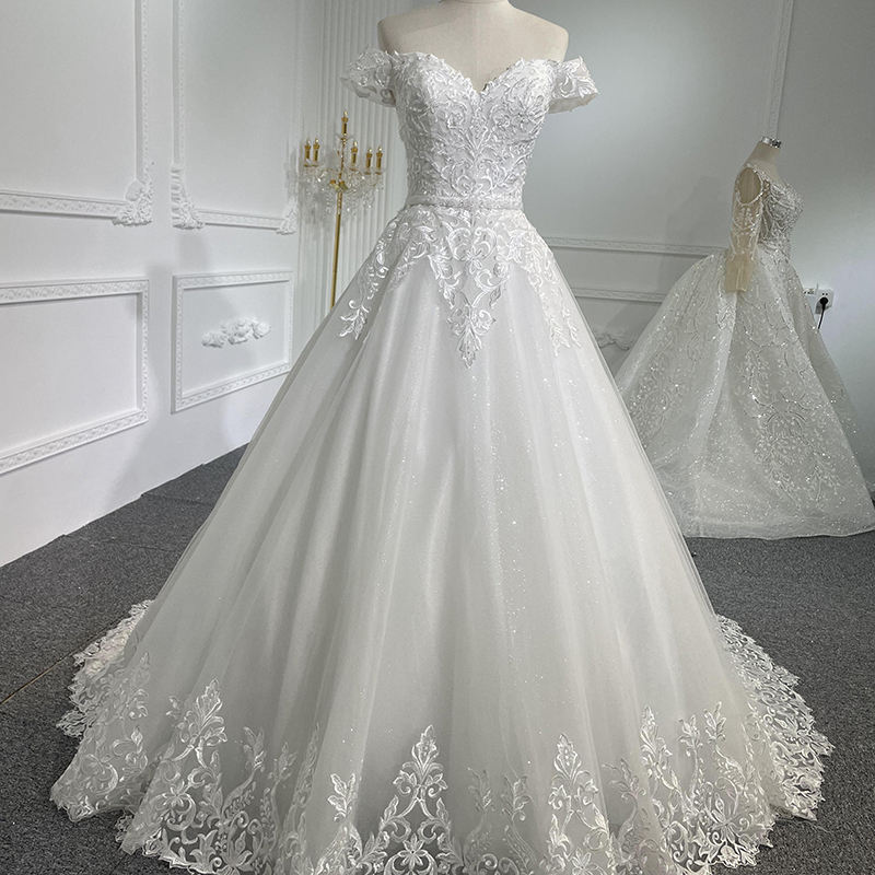 Simple Appliques Off The Shoulder Sweetheart Wedding Dresses