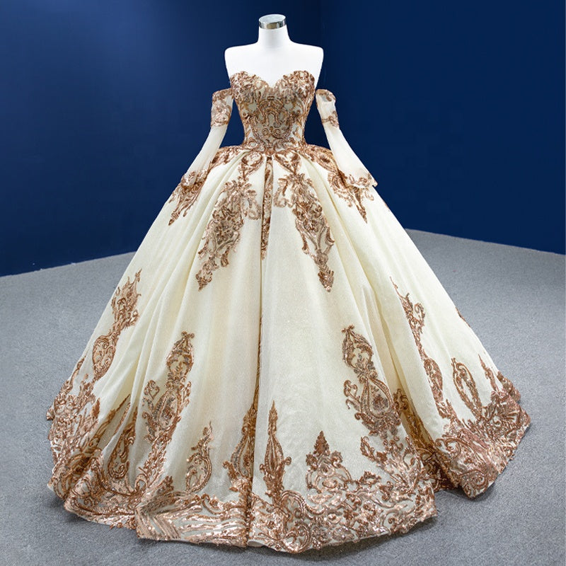 Simple Champagne Prom Evening Gowns Dress With Detachable Sleeve