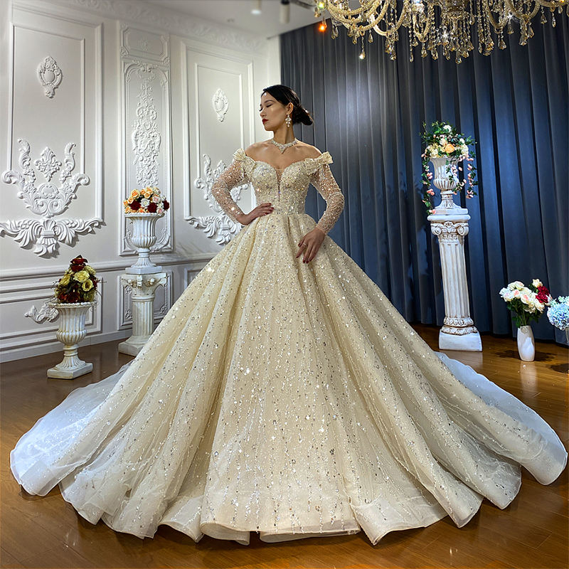 New Sparking Beading Court Train Tulle Bridal Gown