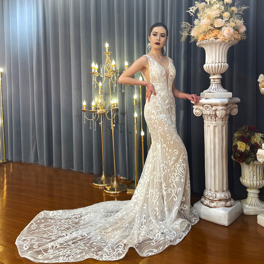 Mermaid 2022  Vintage Lace Bridal Wedding Dress