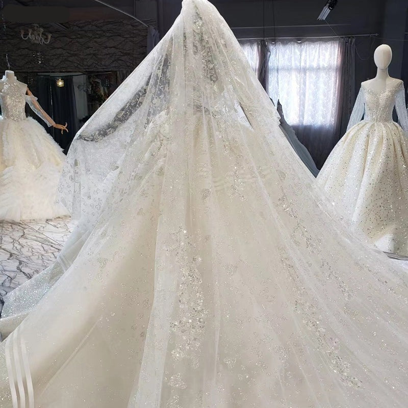 Long Sleeve Lace Beading Sequin Wedding Dresses - Image 4
