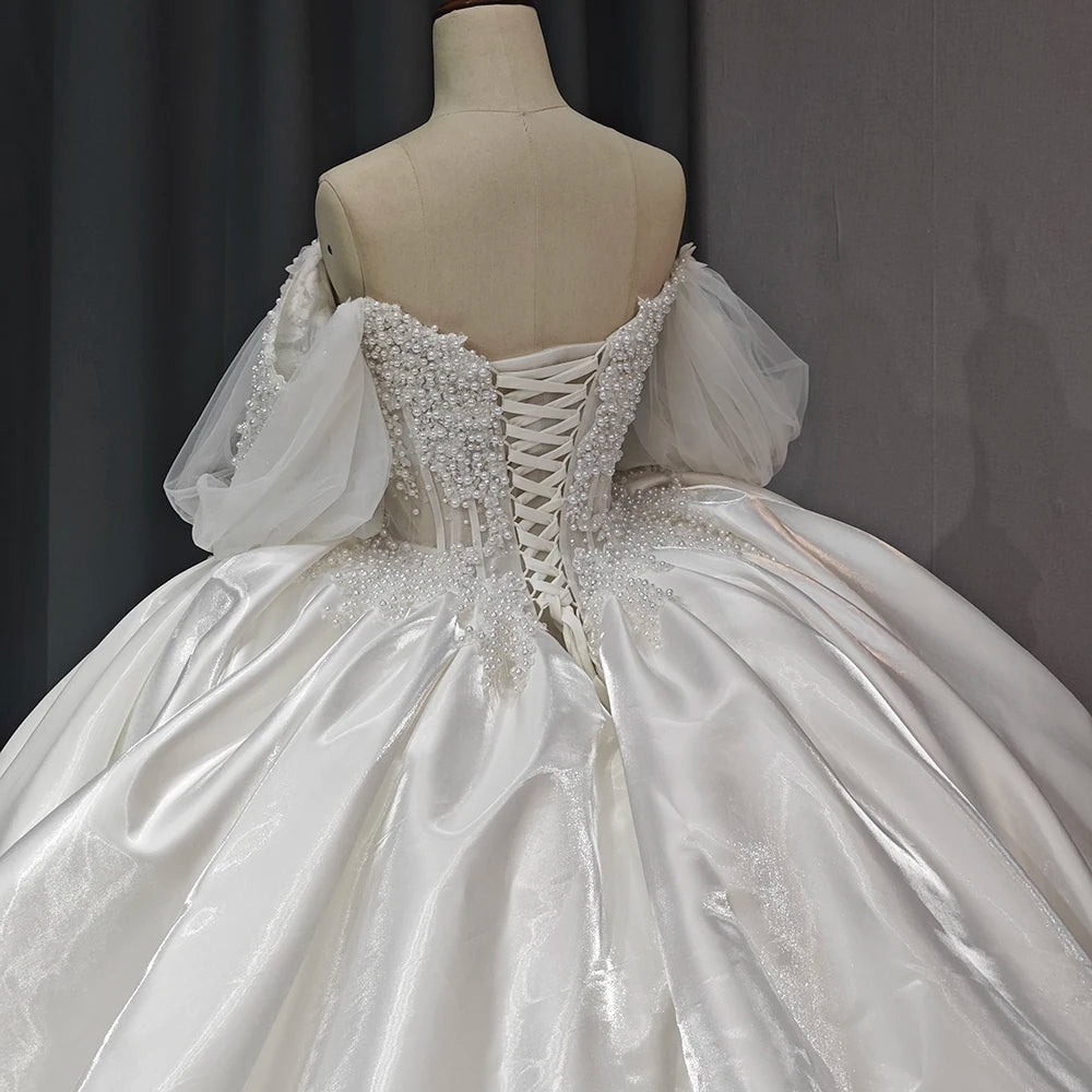 Off Shoulder Sweet Gowns wedding Dress Sequin Wear Pageant Pearl Ball Gown Princess Dresses - Image 4