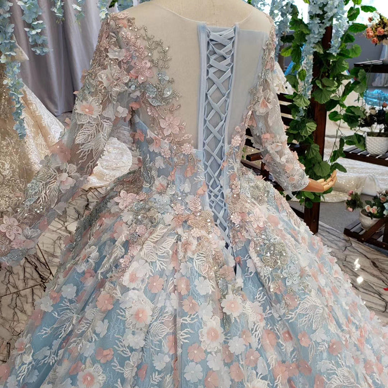 3d flower pattern designer evening gown dress - Image 5