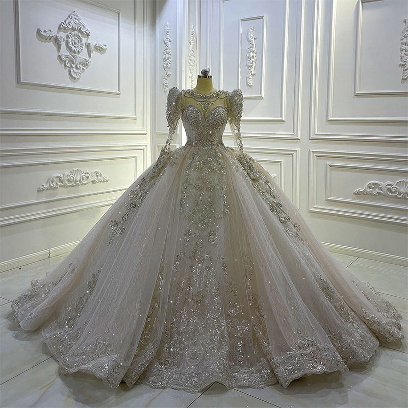Luxury New Design Beautifully Sequins Long Ball Gown Wedding Dress