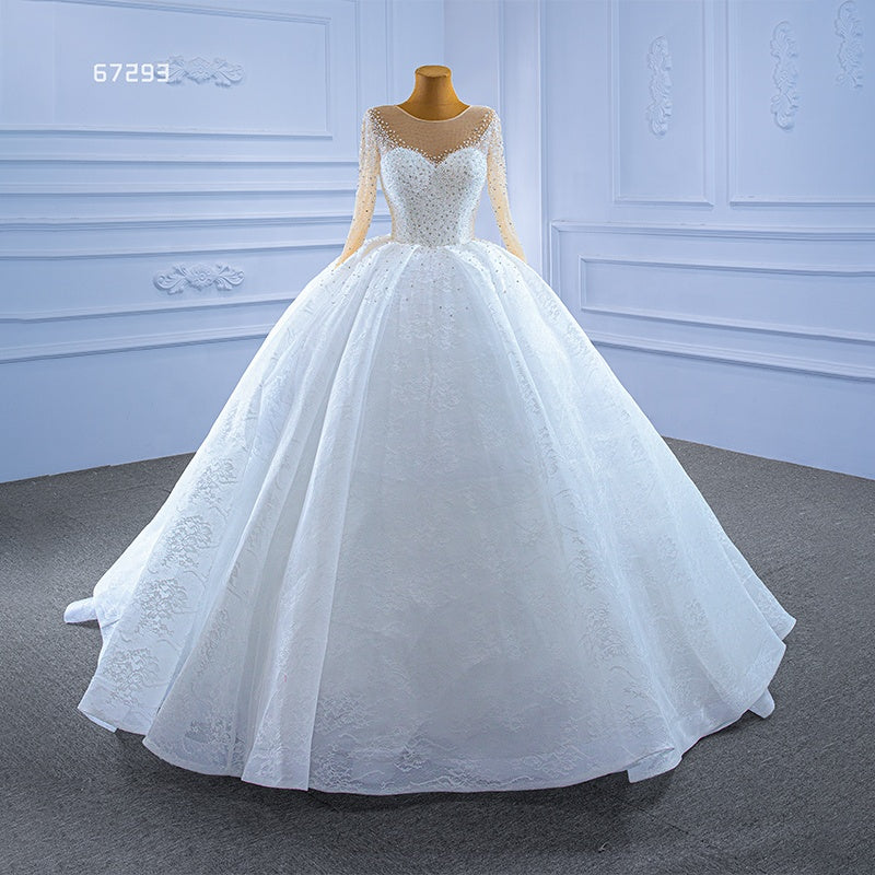Fashion Long Sleeve Women Luxury Wedding Dress Bridal Gown