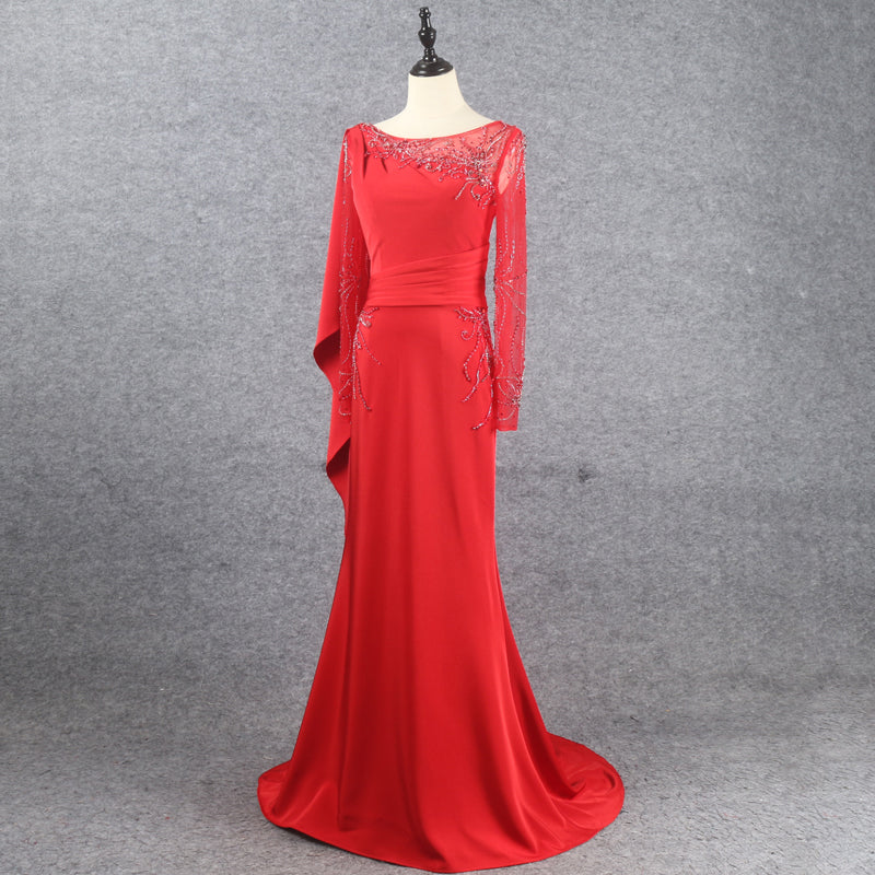2022 Women'S New Evening Dress Long Sleeve Elegant Simple Light Luxury Long Dress Party Dress - Image 3
