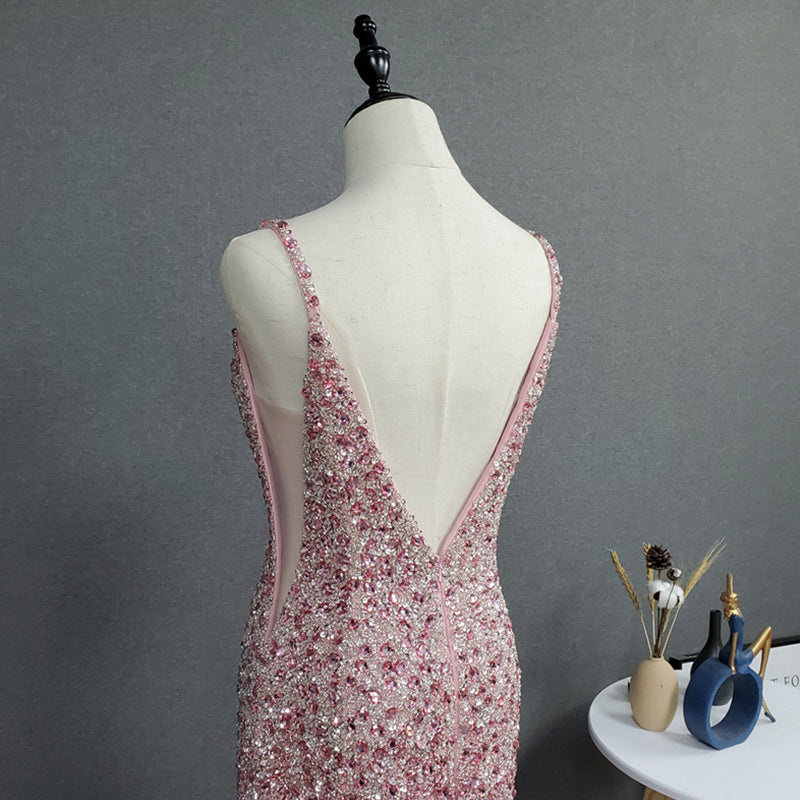 Rose Gold Women Celebrity Prom Dresses Party Maxi Evening Dress - Image 5