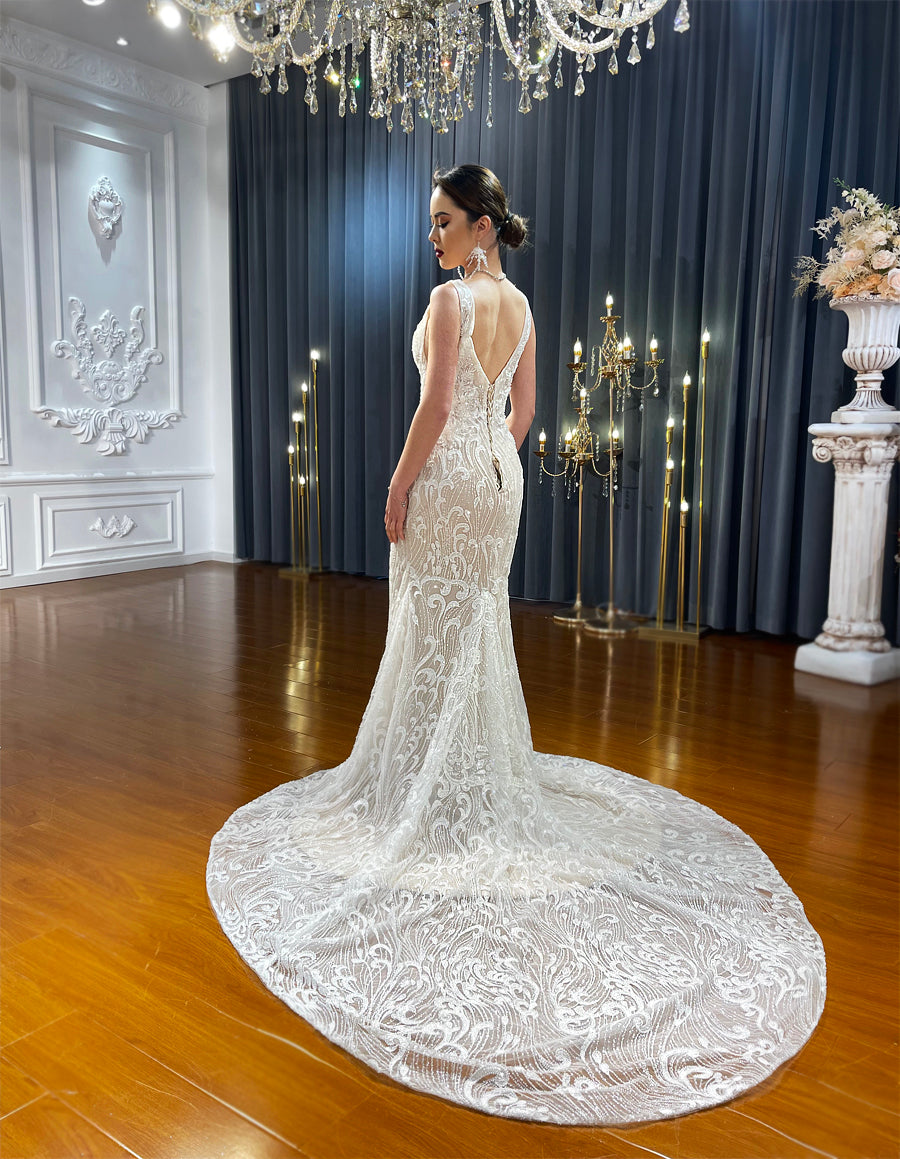 Mermaid 2022 Vintage Lace Bridal Wedding Dress - Image 5