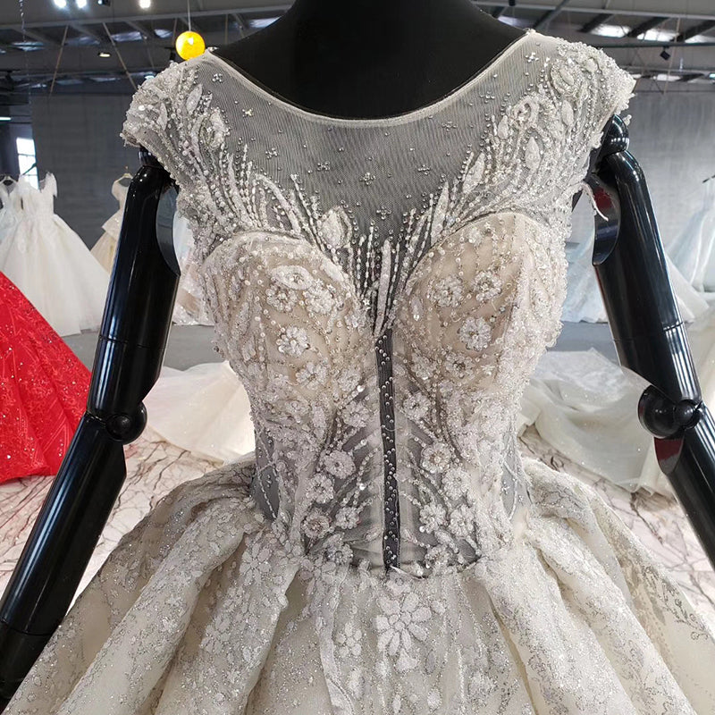 Beading Deep V Ball Gown Simple Wedding Dresses For Bride - Image 7