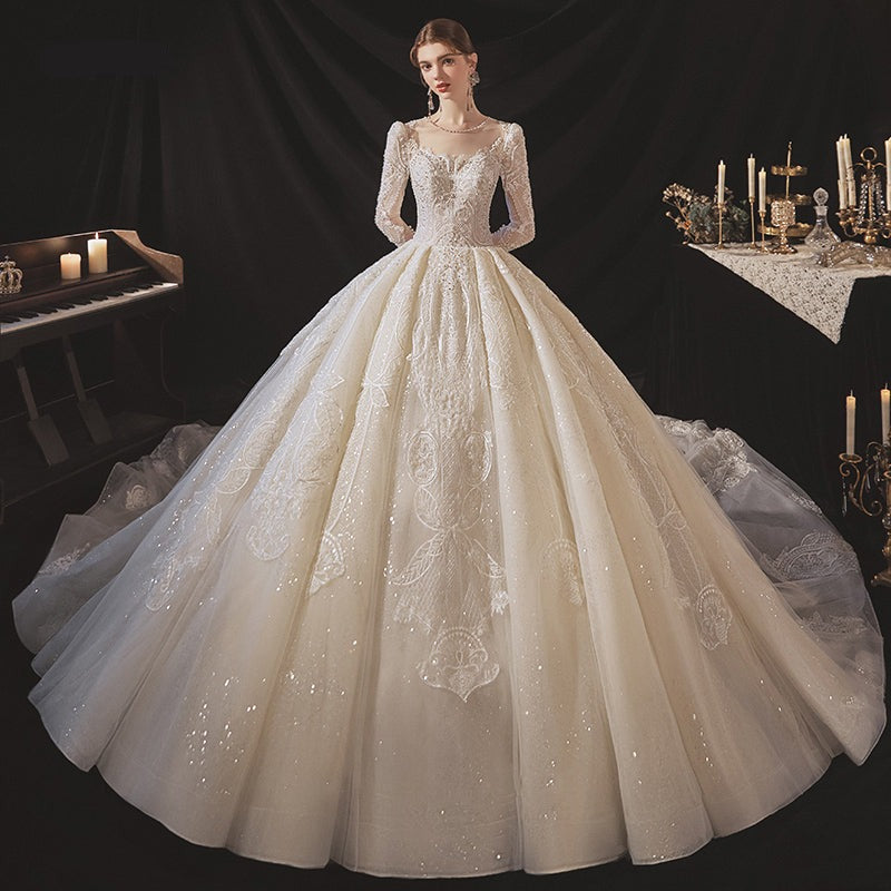 Long Sleeve Fashion Elegant Empire Ball Gown Wedding Dress - Image 7