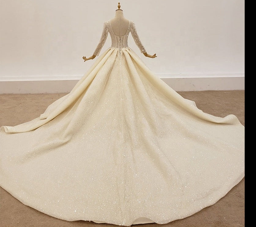 Luxury Wedding Dress Women Beaded Ball Gowns - Image 4