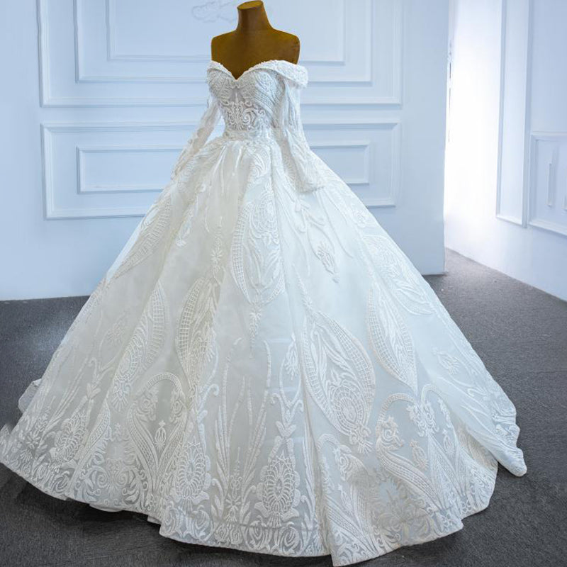 Luxury Long Sleeve Wedding Dresses Ball Gown Wedding Dresses